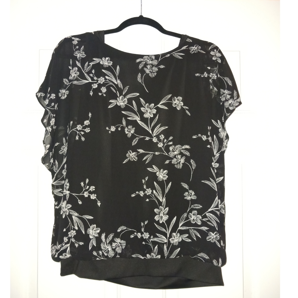 Black & White Lacey Dress Shirt Top
